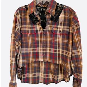 Lf Vintage Furst of a Kind Crop Front Flannel Top